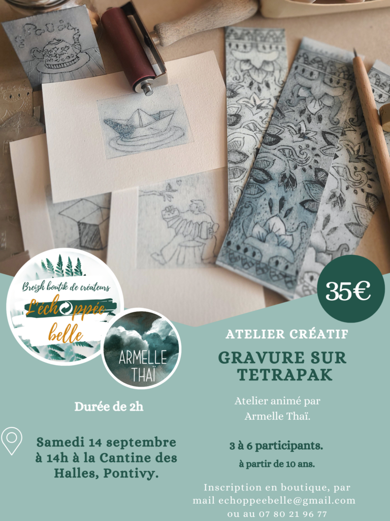 Atelier gravure sur tetra pak le 14 septembre