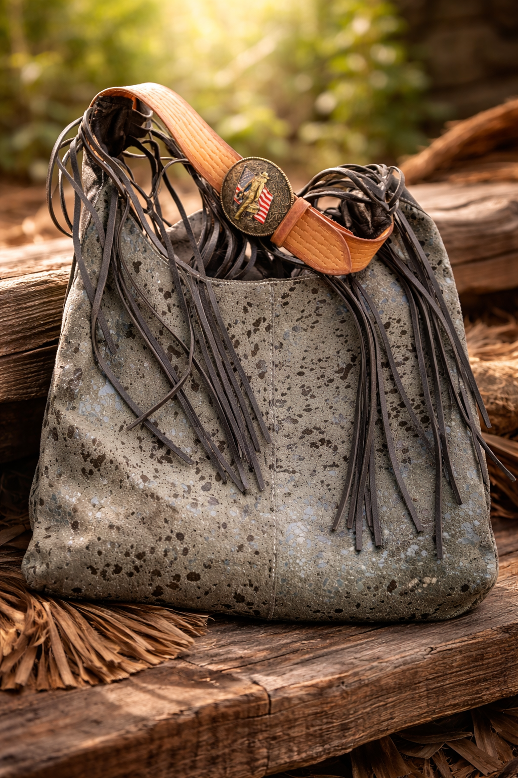 L'ÉchOppée Belle - sac noir lanière marron Otoutcuir