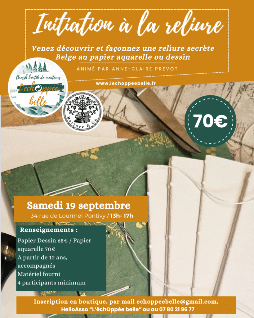 L'ÉchOppée Belle -atelier reliure secrète Belge 19 septembre