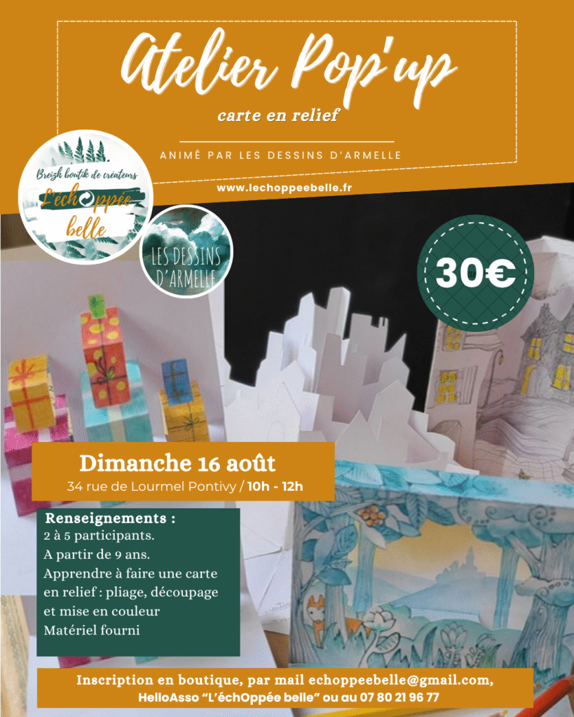 L'ÉchOppée Belle -atelier Pop up, carte en relief 16 aout