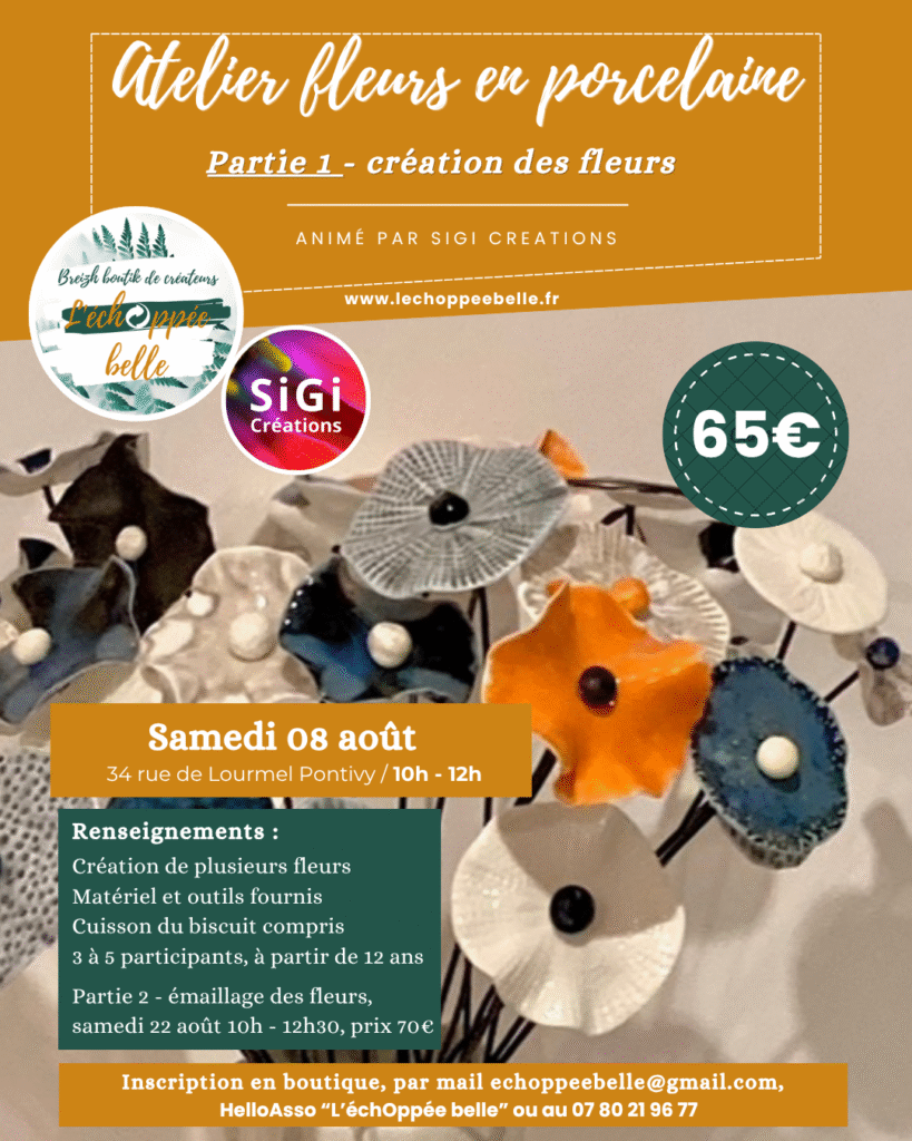 L'ÉchOppée Belle -atelier création fleur céramique 8 aout